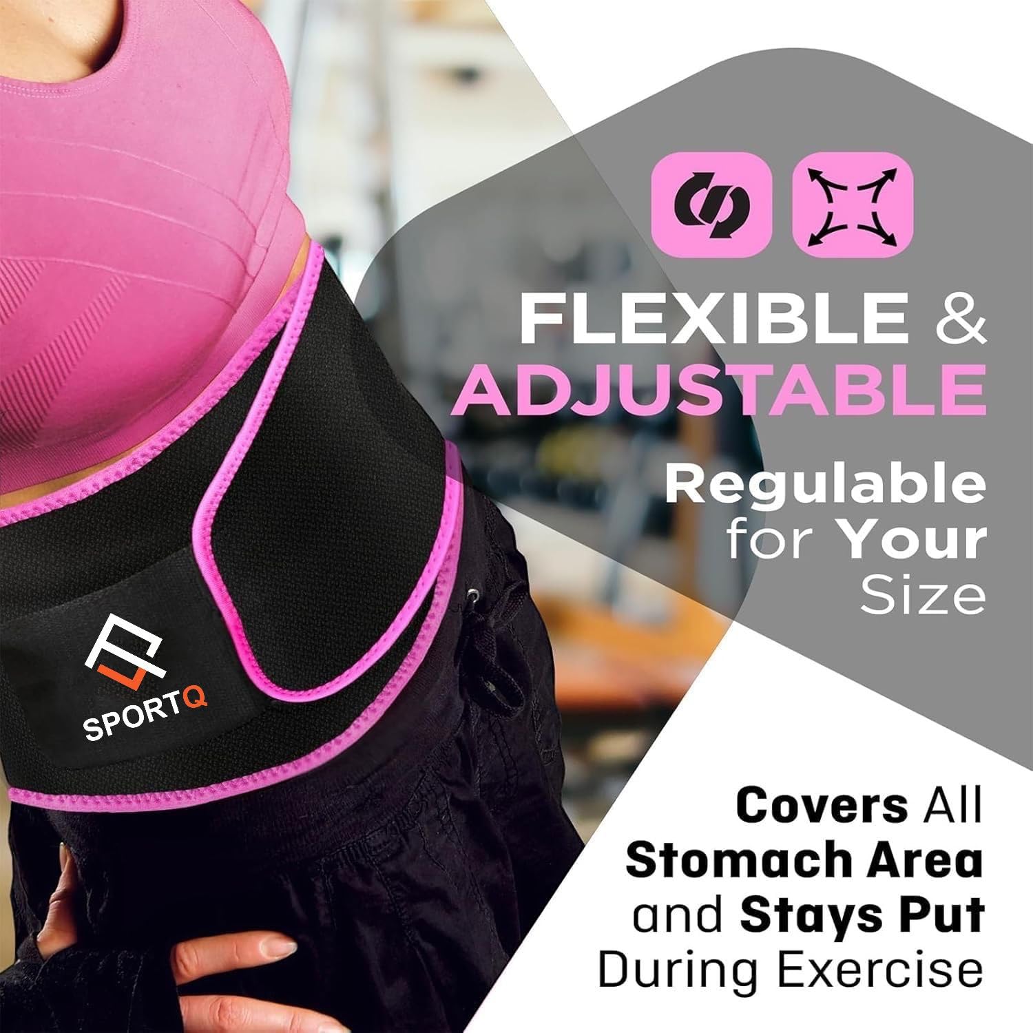 SportQ Slimming Belt for Men & Women Made with Premium Quality Neoprene – Helps Burn Fat & Increase Sweat During Workout – Prevents Odor Clumping After Workout Abdomen & Waist SportQ