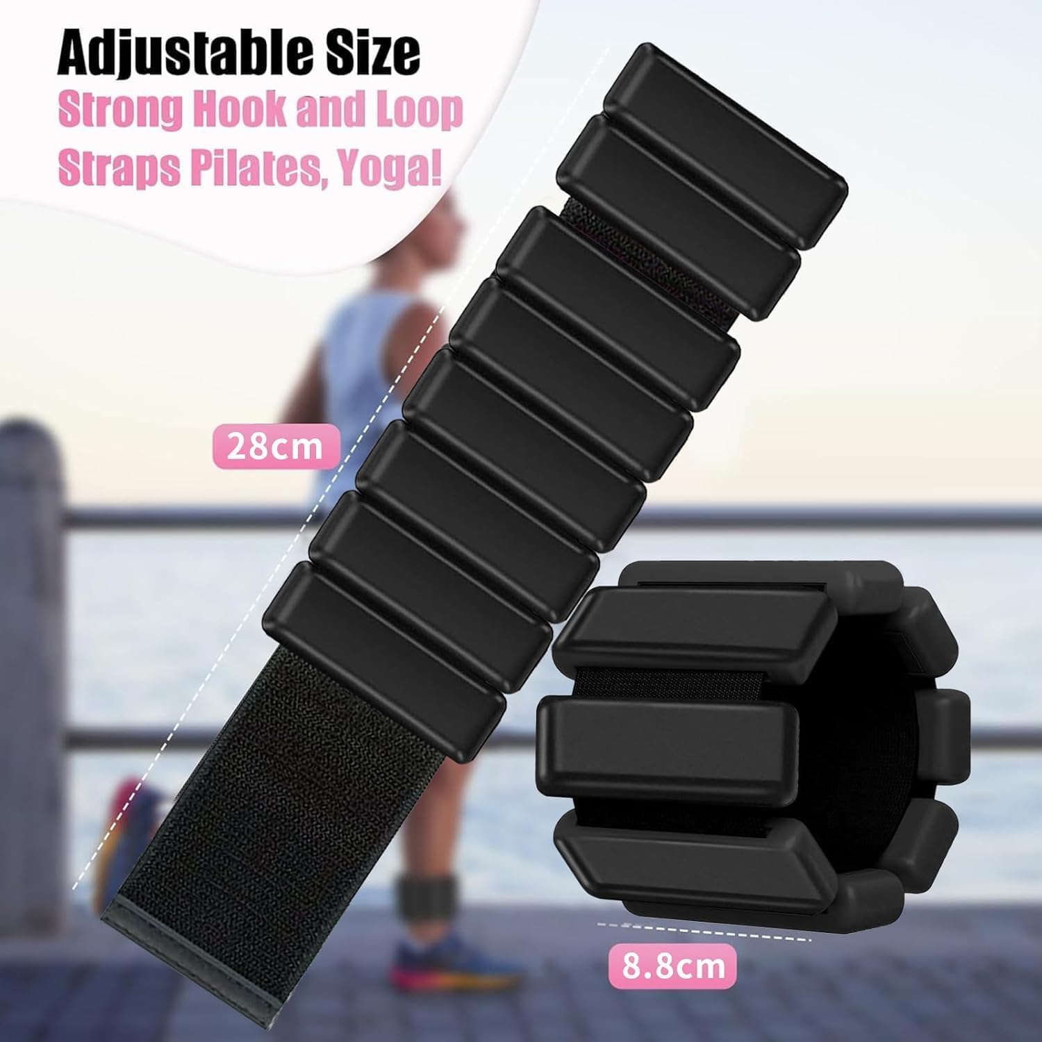 Adjustable Pilates Rings Set for Men and Women, Strong Arm and Leg Weights Wearable 2 Pack (0.5 lb Each) for Walking, Yoga, Dance, Bar, Gym, Pilates, Walking ‎SportQ