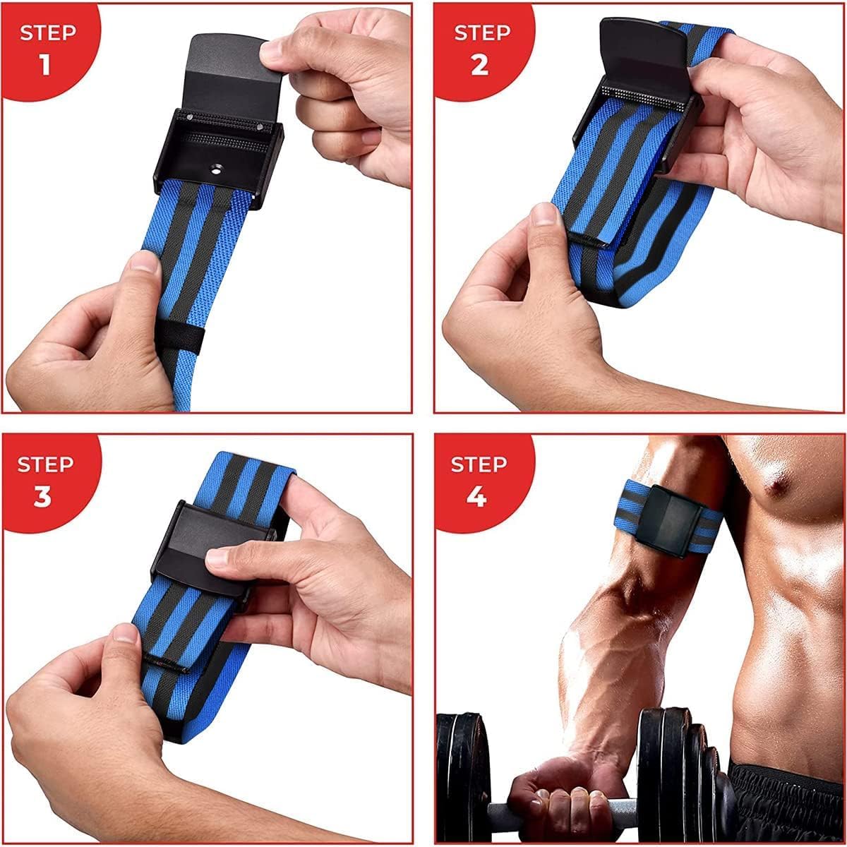 4Pcs Blood Flow Bands for Lean Muscle Gain Fast Arms Legs Fitness Exercise Muscle Growth Anti Slip for Men Women ‎SportQ