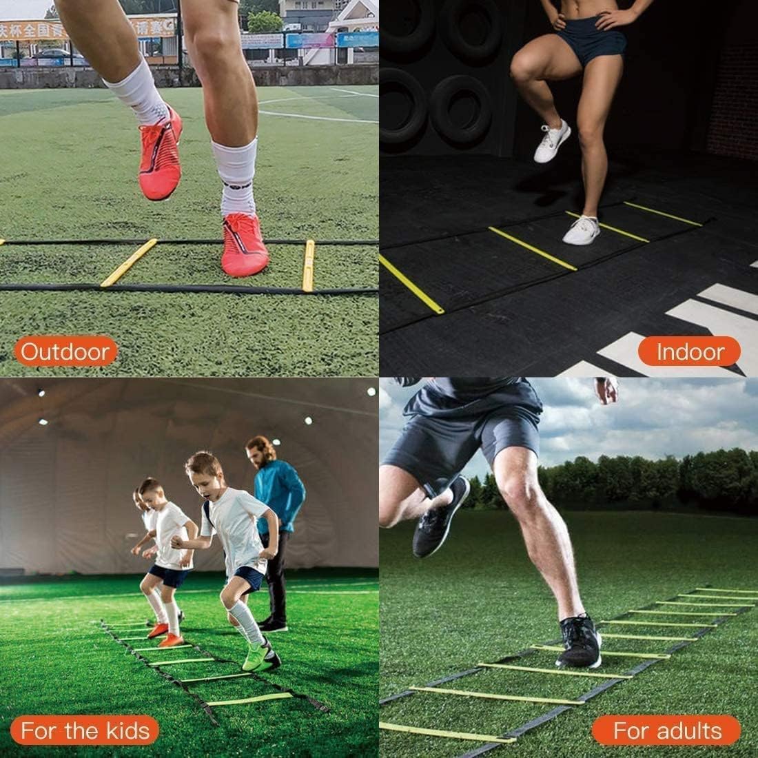 SportQ 12 Training Speed Ladder 6M with Carry Bag for Soccer Ball Speed Training Exercise Fitness ‎SportQ