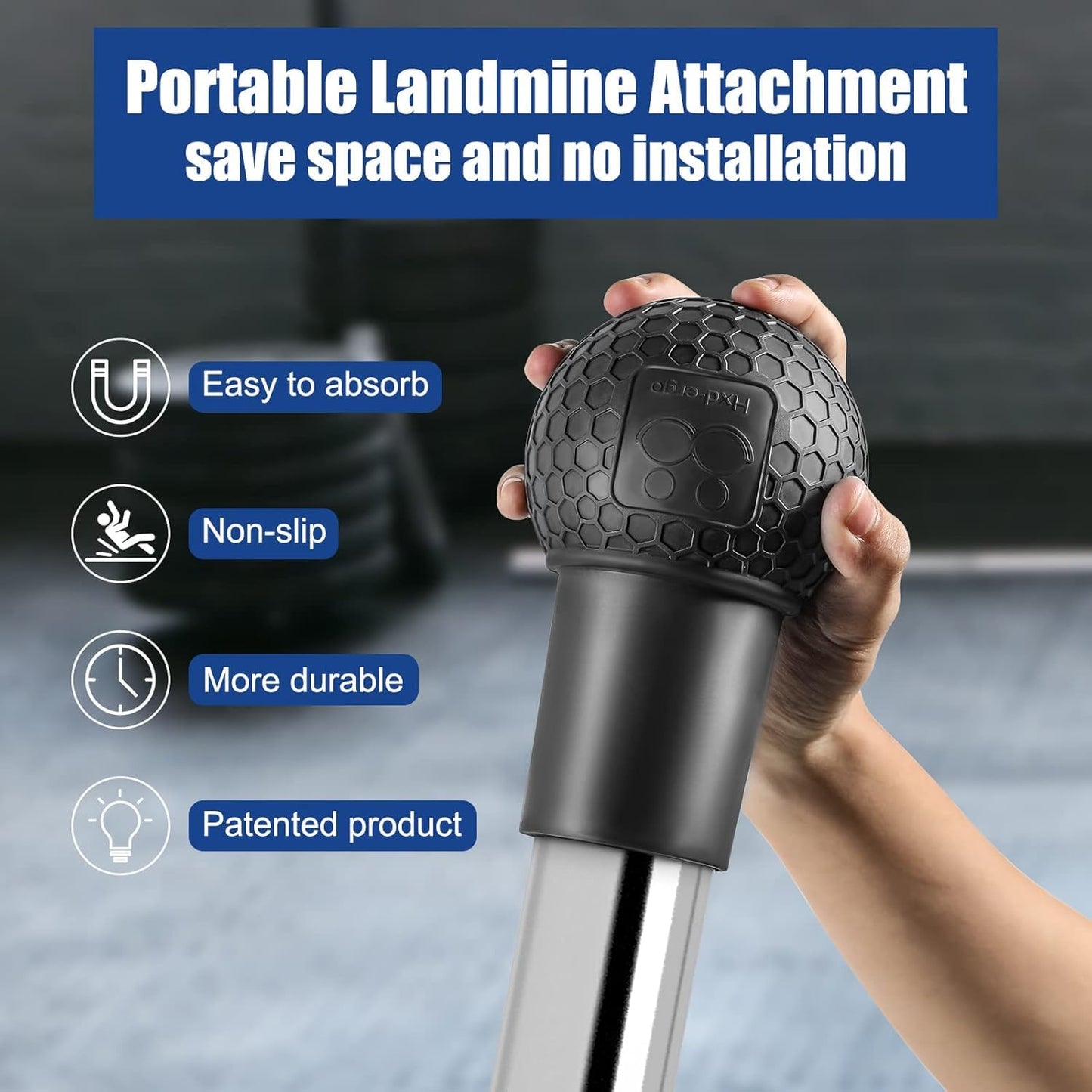 Landmine Workout Bar Attachments, Converts Any Surface Into a Landmine Workout - Press, Rows, Spins, Splits, Squats Natural Rubber - Fits Olympic Bars ‎SportQ