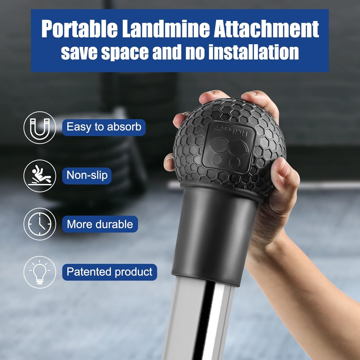 Landmine Workout Bar Attachments, Converts Any Surface Into a Landmine Workout - Press, Rows, Spins, Splits, Squats Natural Rubber - Fits Olympic Bars ‎SportQ