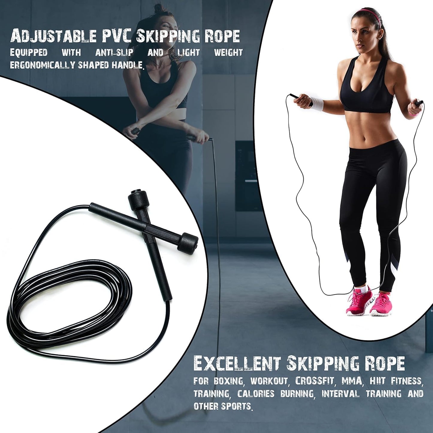 SportQ Skipping Rope for Men and Women with Zipper Speed Intensification Speed Jump Rope Adjustable Height for Kids Women Girls Jump Rope for Jumping Workout Gym Fitness ‎SportQ