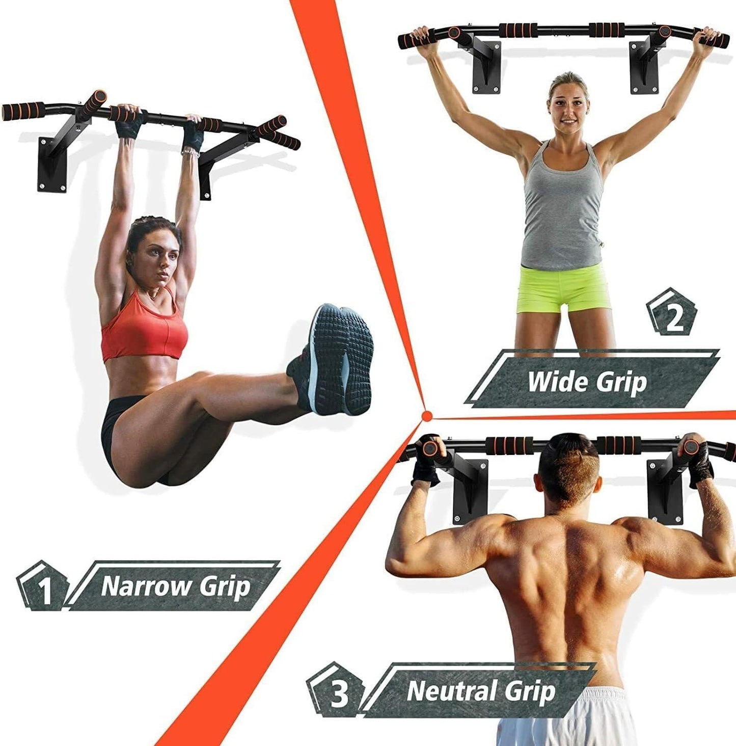 SportQ® Wall Pull Up Bar Wall Mounted Pull Up Bar Fitness Trainer Pull Up Portable Wall Mounted Exercise Equipment for Home Fitness ‎SportQ