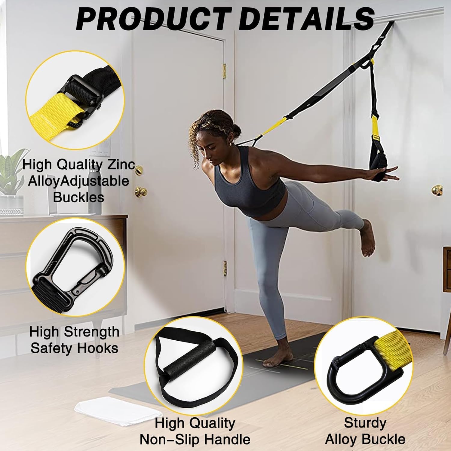 Pro3 Suspension Training Set, Resistance Bands for Full Body Training Levels Indoor and Outdoor Use, Adjustable Straps Up to 500kg, Complete Home Gym Equipment SportQ