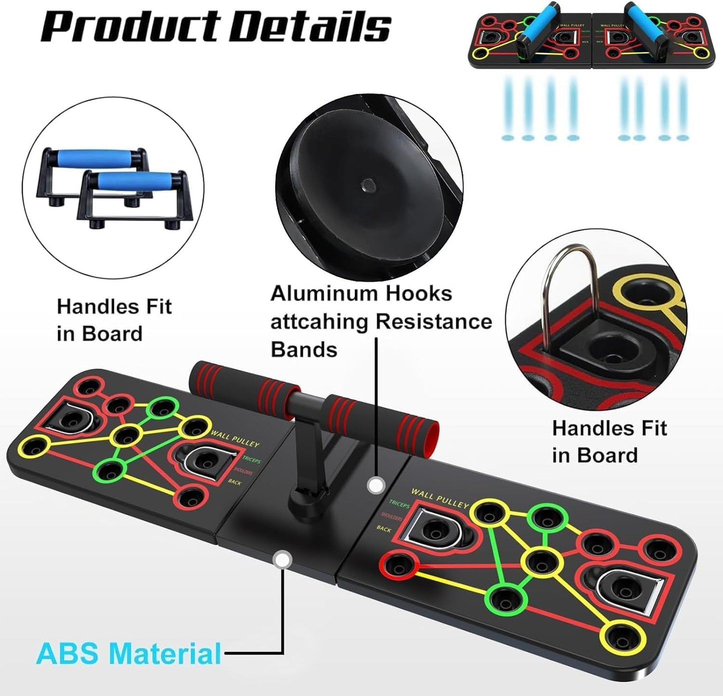 SportQ Push Up Board with Sit Up Stand, Multifunctional Push Up Bar with Resistance Bands, Home Strength Training Equipment, Push Up Handles for Perfect Push-Ups, Home Fitness ‎SportQ