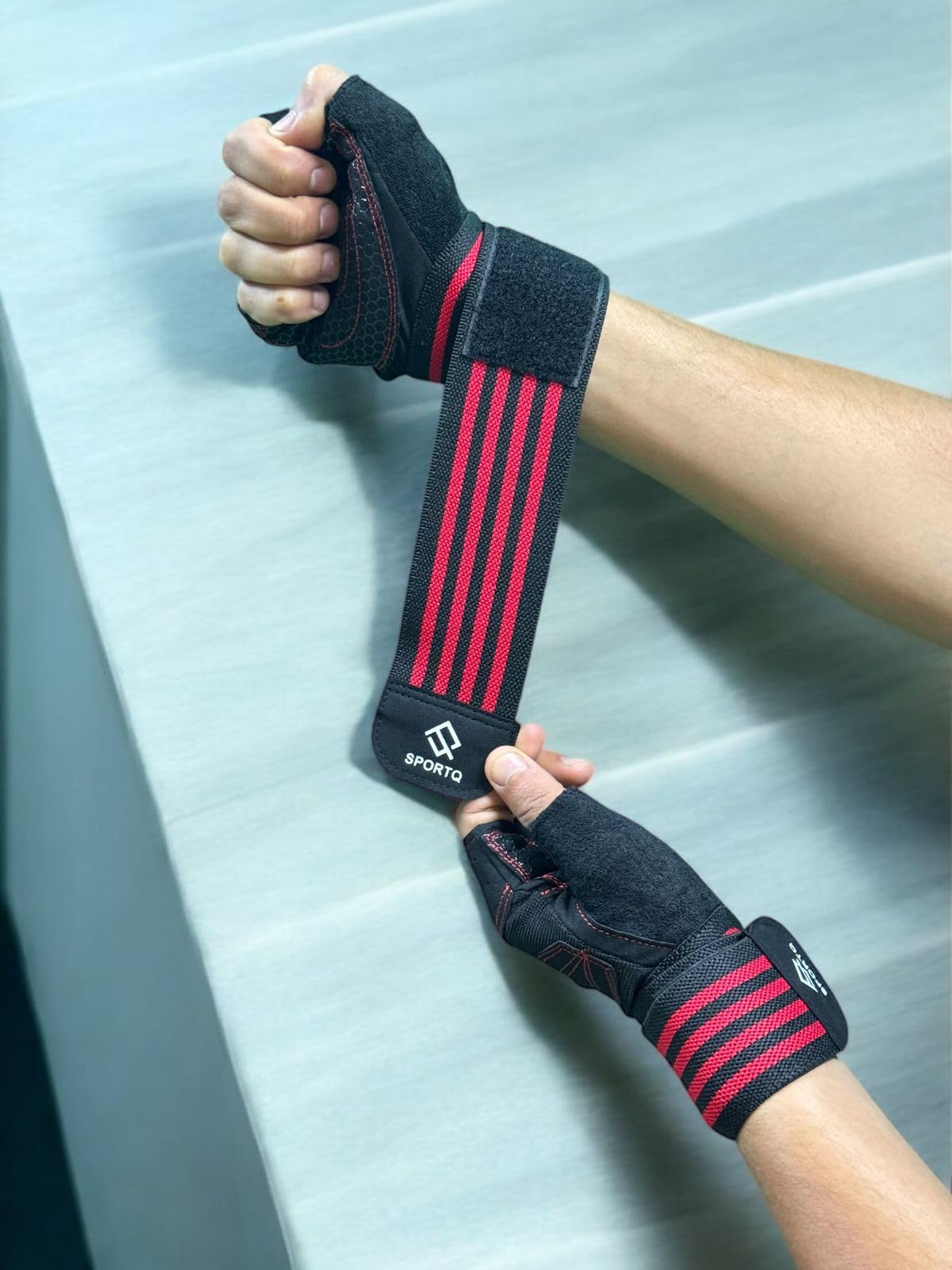 SportQ® Workout Gloves Weight Lifting Gloves with Wrist Wraps for Gym Training Support, Fitness, Hanging & Pull Ups, Breathable, Full Palm Protection SportQ