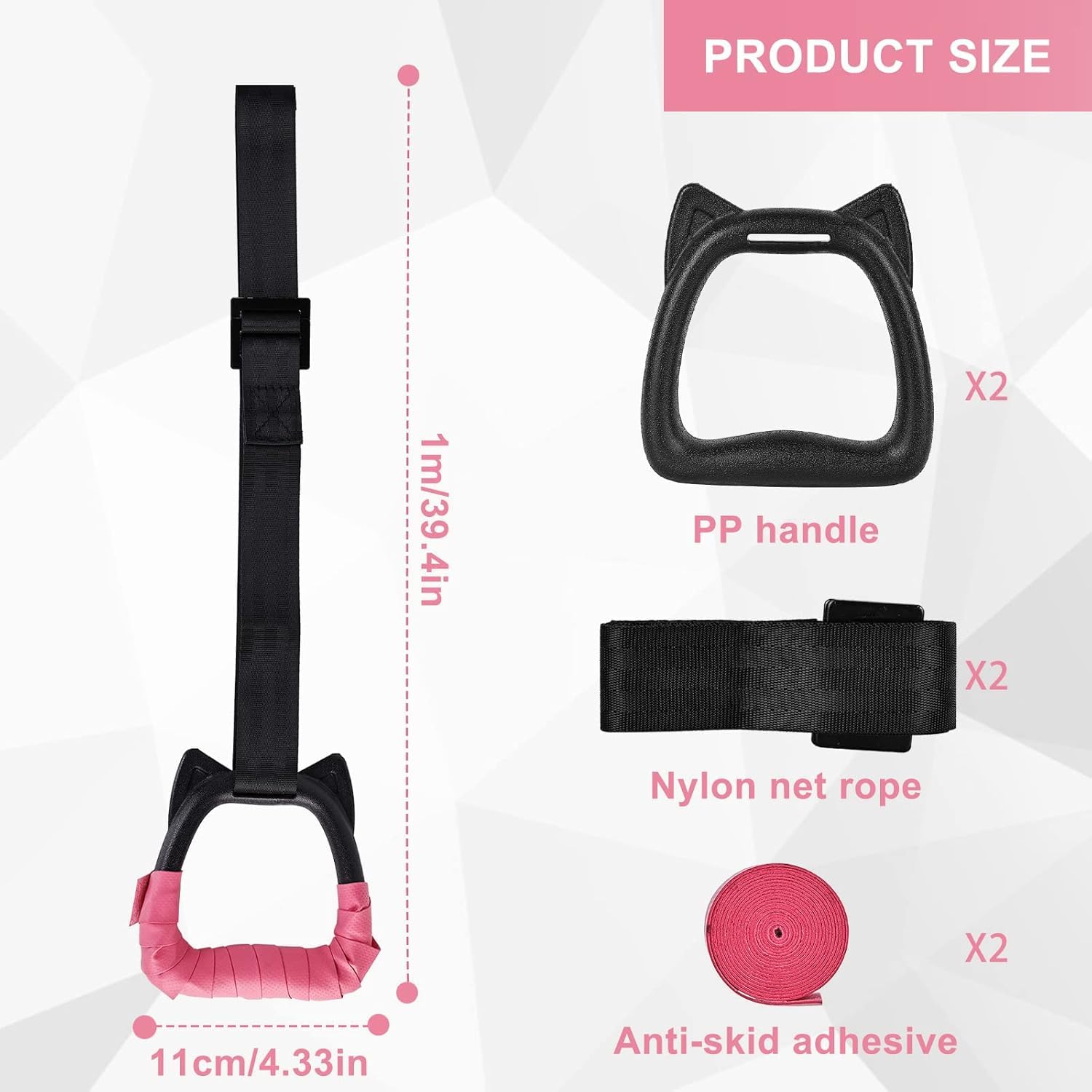 SportQ Gymnastics Rings for Kids, Pull Up Rings for Indoor Gym Ring Exercise, Gymnastics Rings for Kids with Adjustable Straps, Load 100kg ‎SportQ