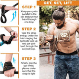 SportQWeight Lifting Grips with Wrist Straps, Strong and Durable 8 Shape Lifting Straps for Men and Women Suitable for Strength Training, 2 Pack, Tensioner SportQ