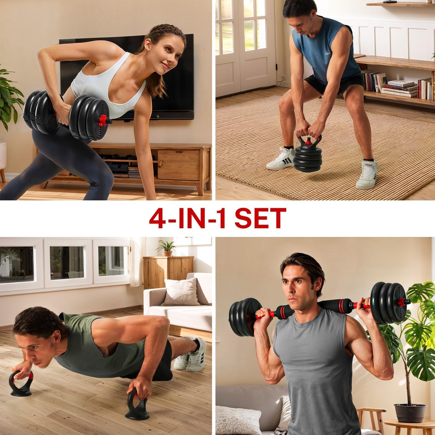 Dumbbells SportQ® 6 in 1 Multi-task, Adjustable on Weighted Ball and Olympic Bars, Push Up Training, Ideal for Free Weight Exercise, Fitness and Home Workout, Unisex ‎SportQ