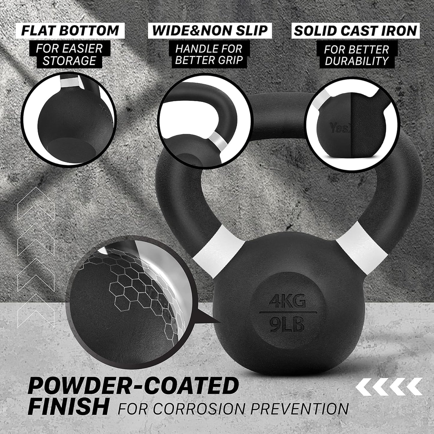 SportQ Kettlebell Stainless Steel All-In-One Squat, Strength, Cardio, Fat Burning Indoor & Indoor Gym Training Tool SportQ