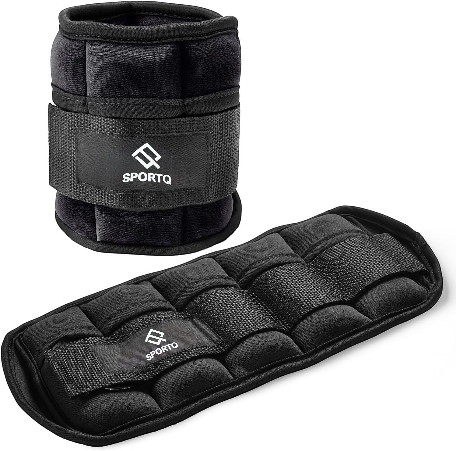 SportQ 2 Pack Wrist and Ankle Weights Adjustable Weight with Bags – Soft & Comfortable Material, Strong, Suitable for Running, Yoga, Physical Therapy, Strength Training for Men & Women ‎SportQ
