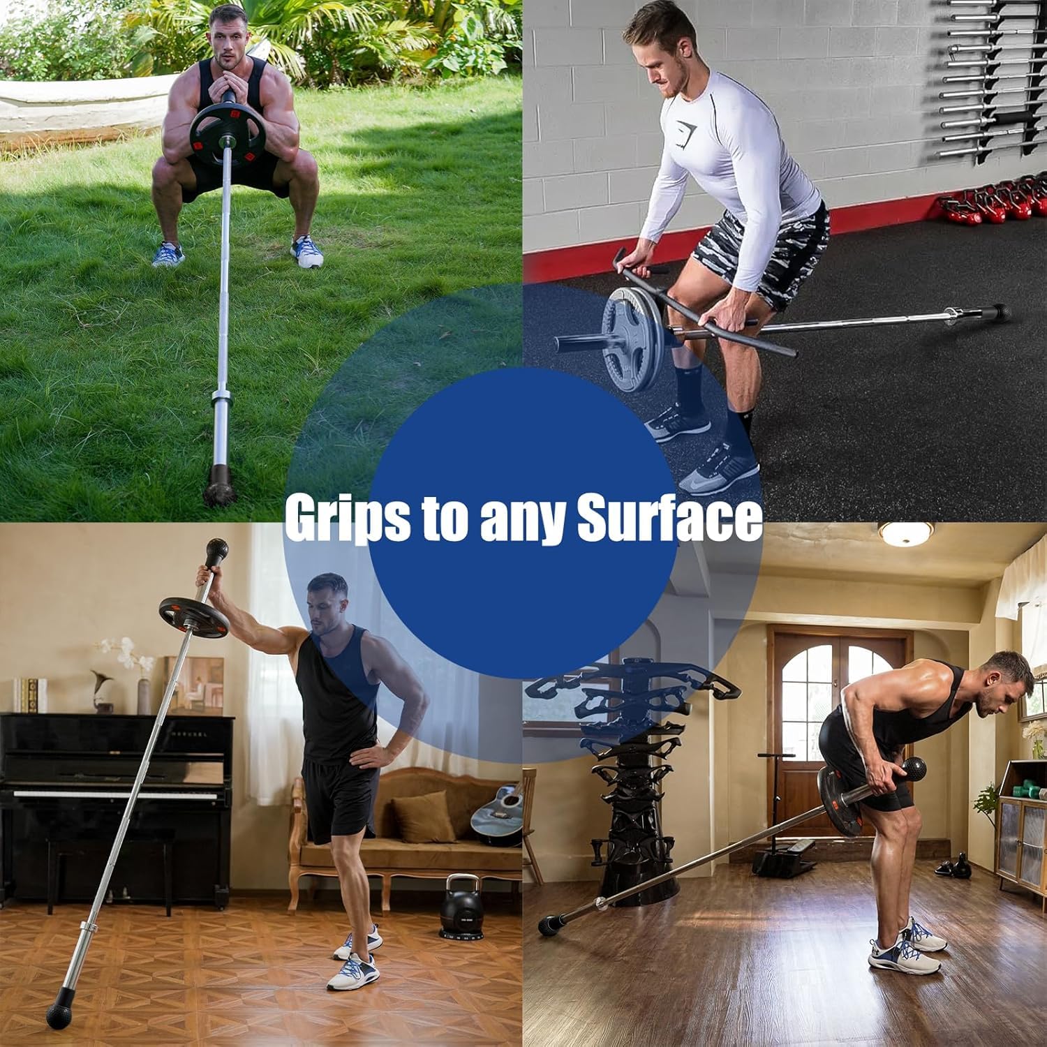 Landmine Workout Bar Attachments, Converts Any Surface Into a Landmine Workout - Press, Rows, Spins, Splits, Squats Natural Rubber - Fits Olympic Bars ‎SportQ