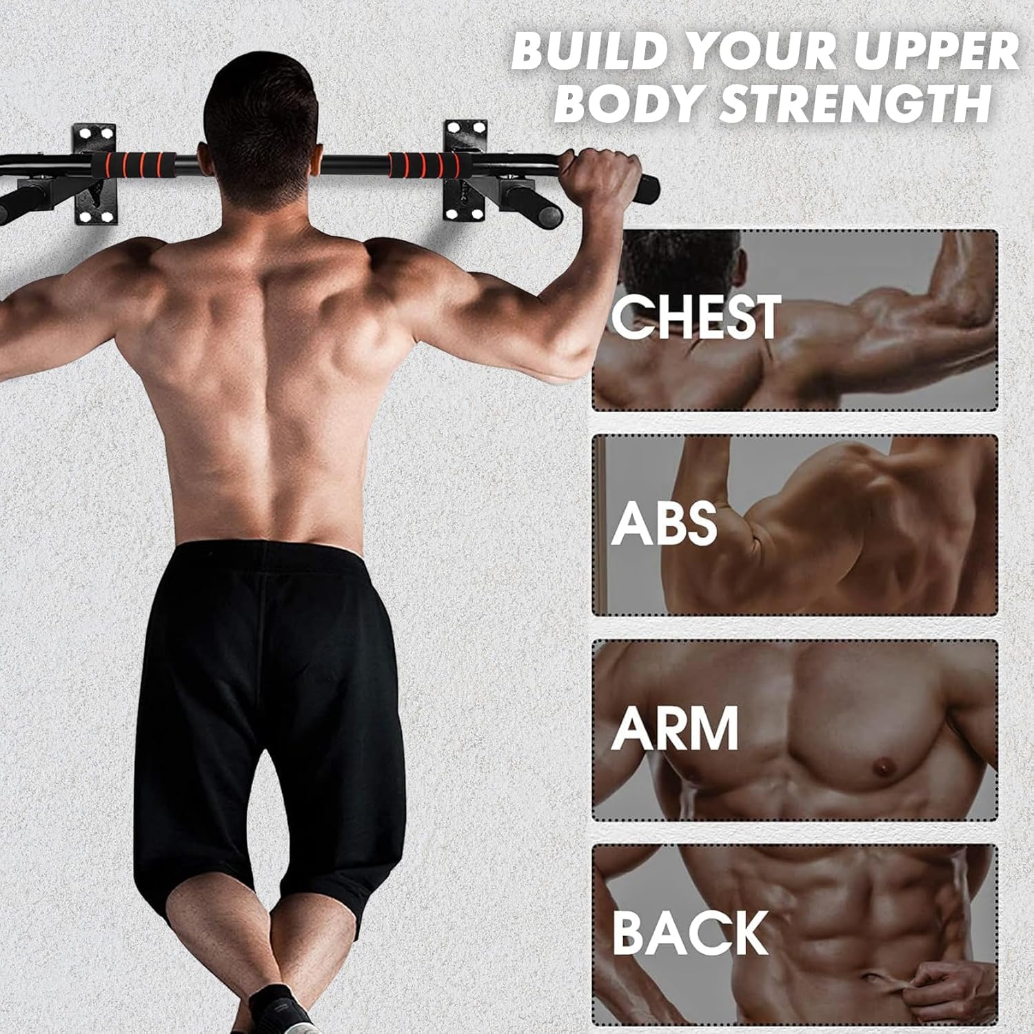 SportQ® Wall Pull Up Bar Wall Mounted Pull Up Bar Fitness Trainer Pull Up Portable Wall Mounted Exercise Equipment for Home Fitness ‎SportQ