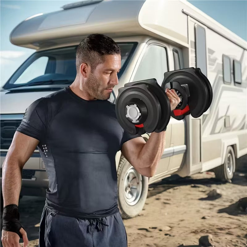 SportQ 24 Kg 3 in 1 Multifunctional Dumbbell Set - Kettlebell - Single Dumbbell Barbell - 12 Adjustable Weight Settings - Fitness Connecting Bar SportQ