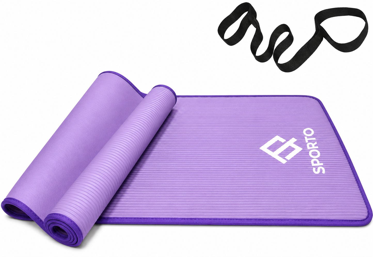 SportQ Yoga Mat Non Slip Eco Friendly NBR Material 10mm Thick High Density Anti-Tear Pilates Mat with Carrying Strap for Yoga, Pilates, Gymnastics - 183cm x 63cm x 1cm