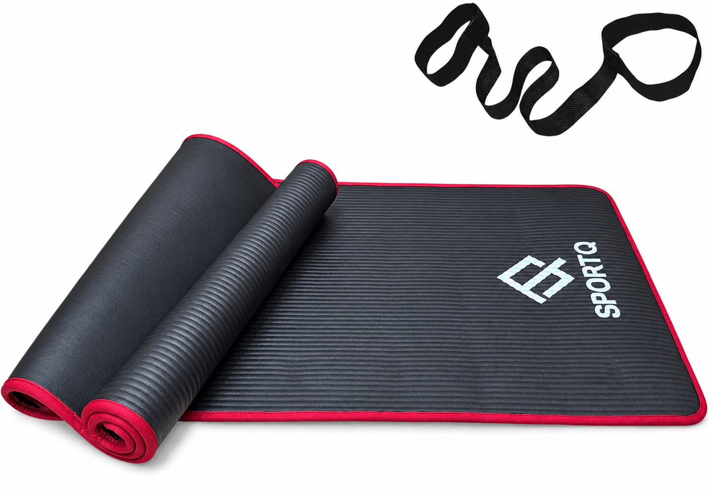 SportQ Yoga Mat Non Slip Eco Friendly NBR Material 10mm Thick High Density Anti-Tear Pilates Mat with Carrying Strap for Yoga, Pilates, Gymnastics - 183cm x 63cm x 1cm