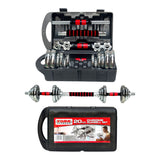 SportQ® 2-in-1 Chrome Steel Adjustable Dumbbell Set with Premium Chrome Carrying Case with Connector Bar - Converts in Seconds from Pair Dumbbell to Bar for Strength Training ‎SportQ