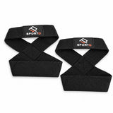 SportQWeight Lifting Grips with Wrist Straps, Strong and Durable 8 Shape Lifting Straps for Men and Women Suitable for Strength Training, 2 Pack, Tensioner
