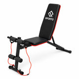 SportQ Adjustable Weight Bench Foldable Exercise Bench 250kg Large Capacity Elastic Ropes for Home Gym Strength Training Full Body Fitness Sit Up Flat Incline