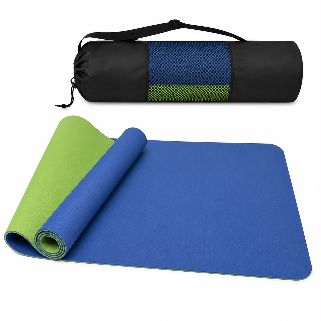 TPE Premium SportQ Non Slip Yoga Mat 6mm Thick – Light & Eco-Friendly Yoga Mat with Carrying Bag, Sweat & Water Resistant for Home Workout, Gym, Pilates, Yoga, Abdominal Workouts 183x61cm
