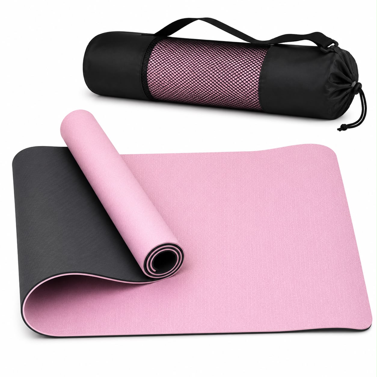 TPE Premium SportQ Non Slip Yoga Mat 6mm Thick – Light & Eco-Friendly Yoga Mat with Carrying Bag, Sweat & Water Resistant for Home Workout, Gym, Pilates, Yoga, Abdominal Workouts 183x61cm