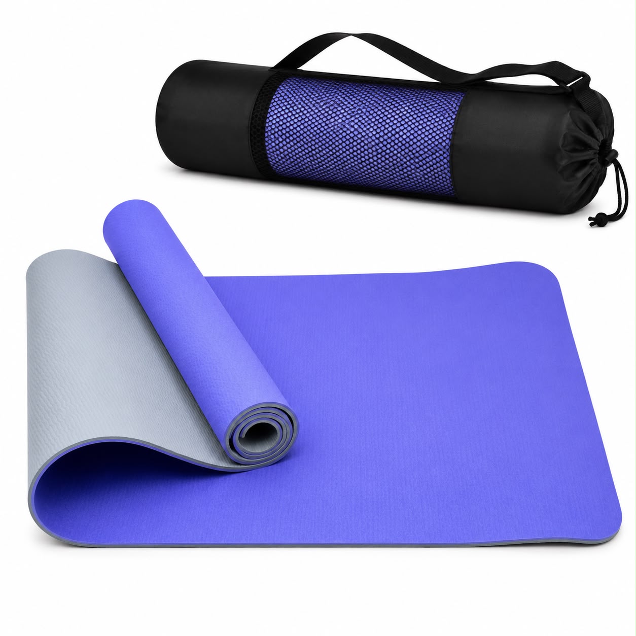 TPE Premium SportQ Non Slip Yoga Mat 6mm Thick – Light & Eco-Friendly Yoga Mat with Carrying Bag, Sweat & Water Resistant for Home Workout, Gym, Pilates, Yoga, Abdominal Workouts 183x61cm