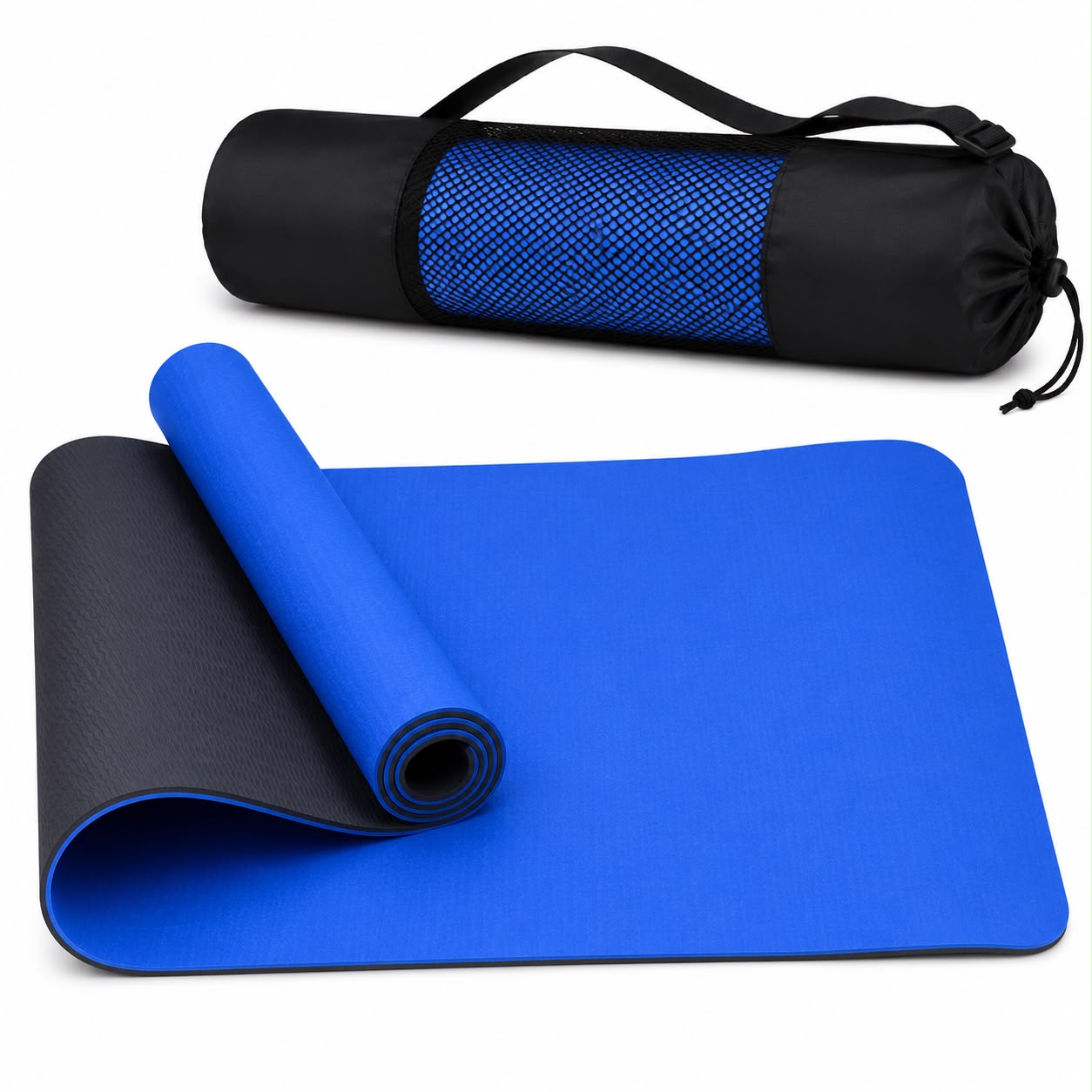 TPE Premium SportQ Non Slip Yoga Mat 6mm Thick – Light & Eco-Friendly Yoga Mat with Carrying Bag, Sweat & Water Resistant for Home Workout, Gym, Pilates, Yoga, Abdominal Workouts 183x61cm
