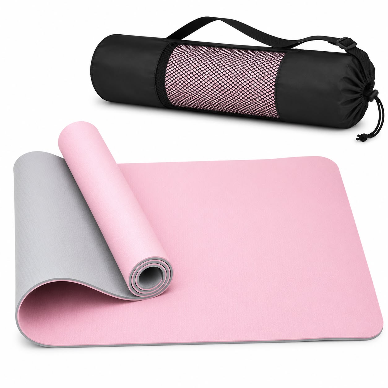 TPE Premium SportQ Non Slip Yoga Mat 6mm Thick – Light & Eco-Friendly Yoga Mat with Carrying Bag, Sweat & Water Resistant for Home Workout, Gym, Pilates, Yoga, Abdominal Workouts 183x61cm