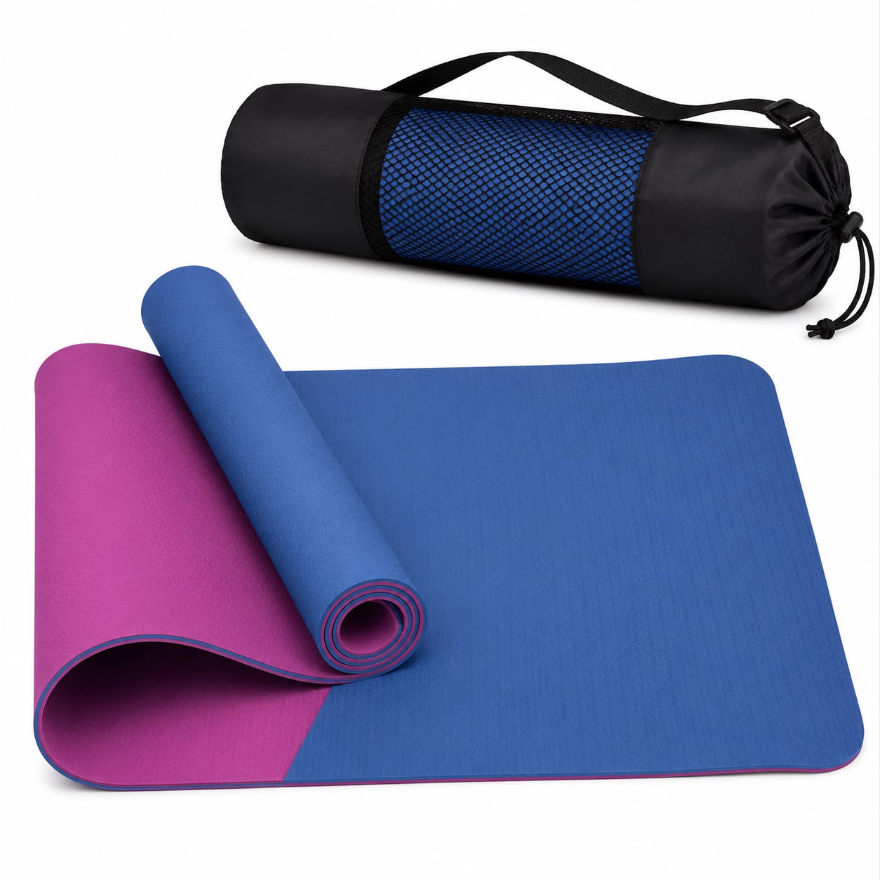 TPE Premium SportQ Non Slip Yoga Mat 6mm Thick – Light & Eco-Friendly Yoga Mat with Carrying Bag, Sweat & Water Resistant for Home Workout, Gym, Pilates, Yoga, Abdominal Workouts 183x61cm