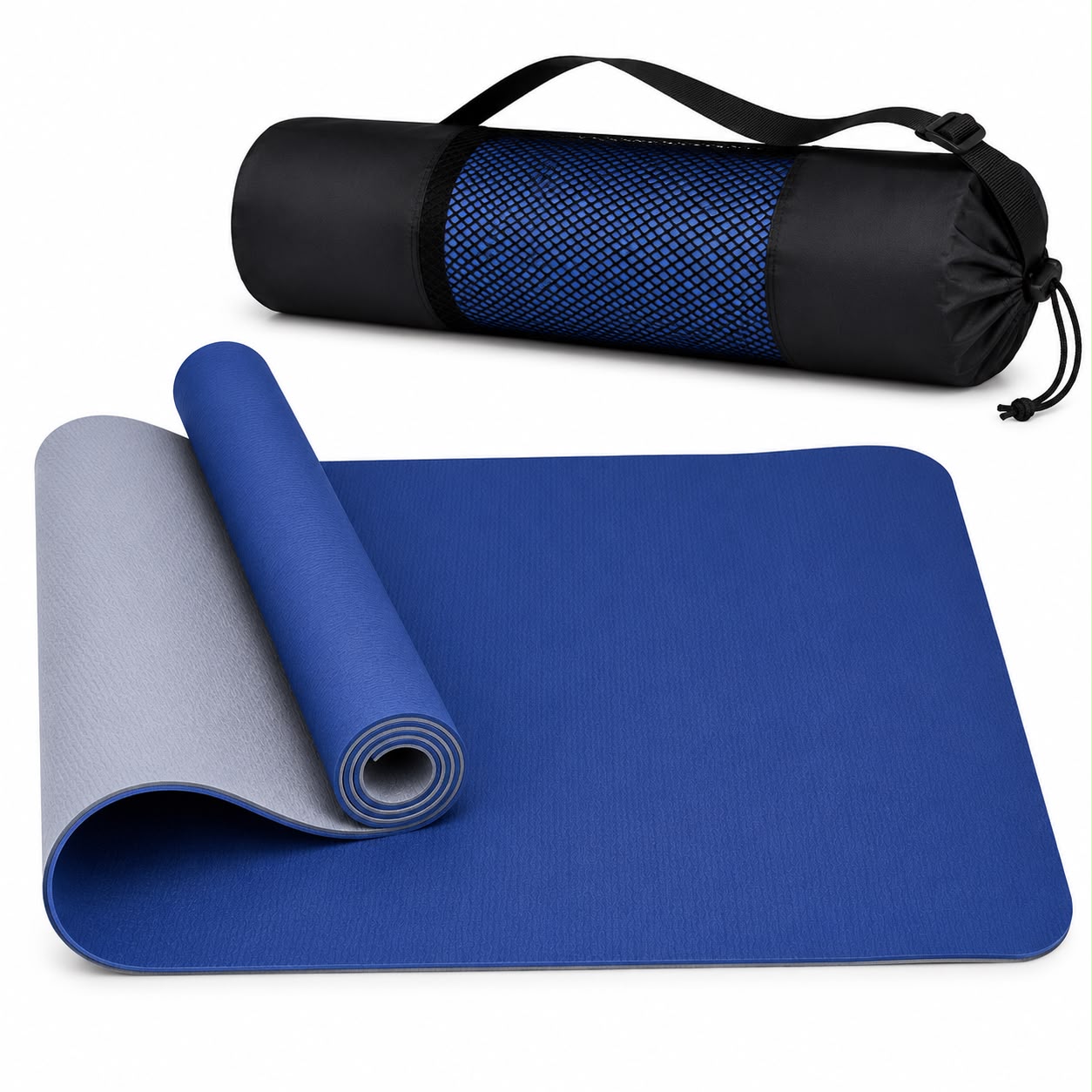TPE Premium SportQ Non Slip Yoga Mat 6mm Thick – Light & Eco-Friendly Yoga Mat with Carrying Bag, Sweat & Water Resistant for Home Workout, Gym, Pilates, Yoga, Abdominal Workouts 183x61cm